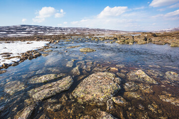 Lake on Putorana Plateau, Krasnoyarsk region. Russia