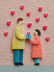 Heart-Shaped Paper Craft Gesture for Valentine's Day Love Celebration