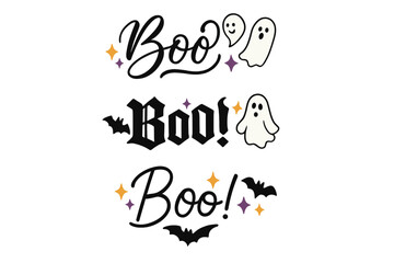 Calligraphy 'Boo!' Variations. Boo! Create a calligraphy lettering illustration of the phrase: Boo! Render 3