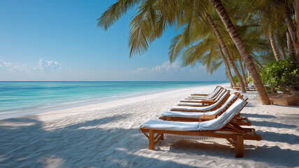 海辺のチェアと青空ラウンジ風景