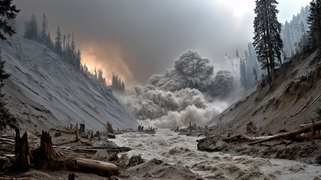 雪融け誘発の灼熱土石流災害