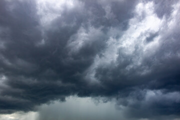 Dramatic dark stormy sky with rain clouds, natural background