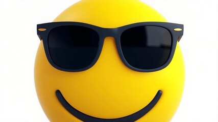 Smiling yellow emoji with sunglasses brings joy and positivity in bright and colorful display