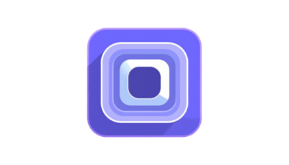 Nested, rounded squares in shades of purple with depth illusion, on a black background