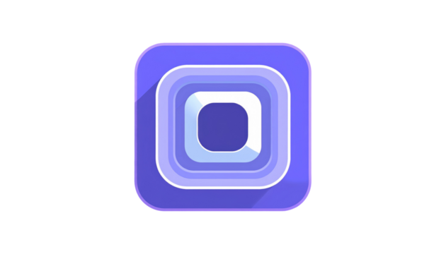 Nested, rounded squares in shades of purple with depth illusion, on a black background - Powered by Adobe