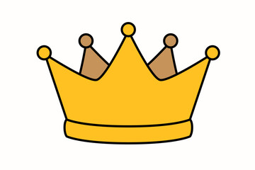 Golden crown icon isolated on white background representing royalty, power, leadership, and victory in simple flat design
