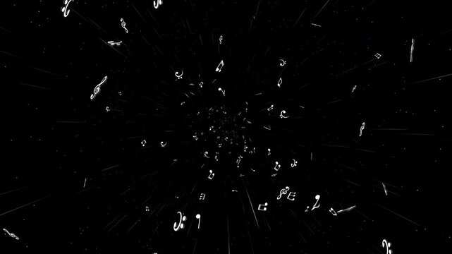 Falling Overlay Musical Notes Animation Background, on Alpha Channel, Loop
