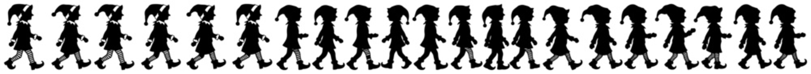 Penguin March Border – Cute Walking Penguin Silhouettes Seamless Pattern