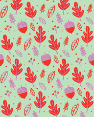 Seamless pattern, hand drawn outline pink Peony flowers on white background