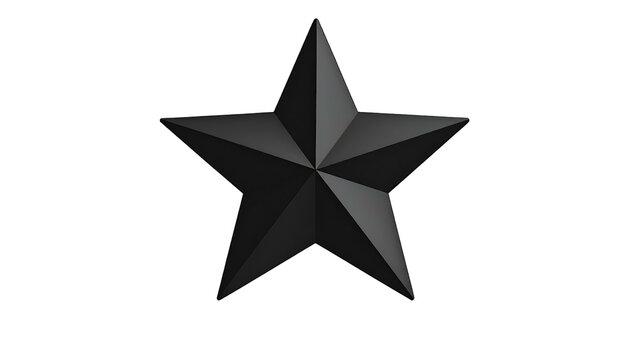 Central, solid black star, angled left, with subtle gradients and highlights, against a pitch-black background - Powered by Adobe