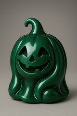 Green ceramic pumpkin with smiling face