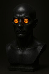 Dark bust with glowing orange eyes