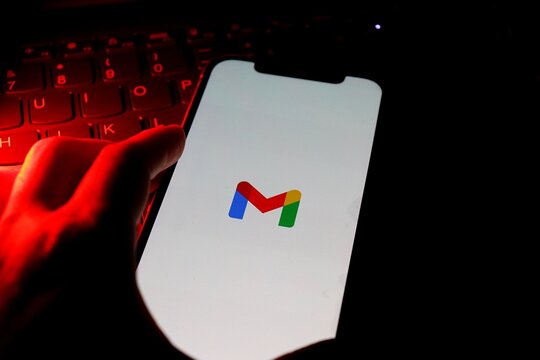 Gmail logo on smartphone screen. Gmail is Google&rsquo;s email service platform.