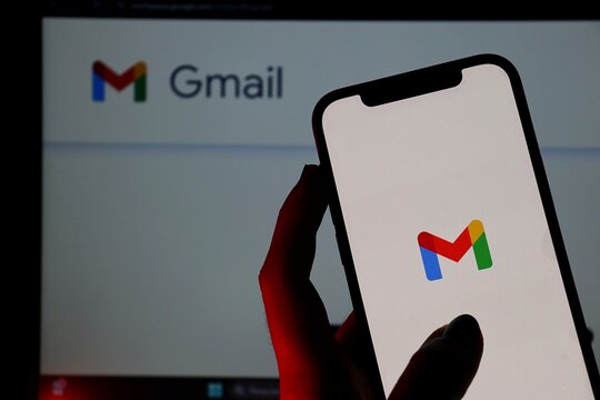 Gmail app on smartphone screen. Gmail is Google&rsquo;s email service platform.