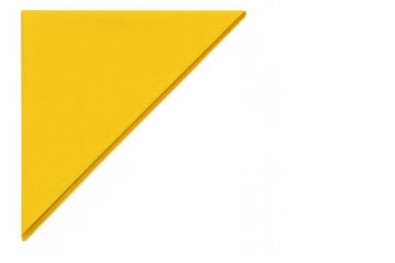 Yellow folded paper napkin forming a triangle in the corner, representing design element and frame, transparent background