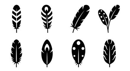 Elegant feather silhouettes offer delicate, natural design elements for creative projects