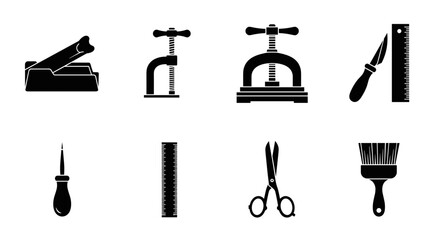 Fototapeta premium Essential crafting tools collection for creative projects and DIY endeavors