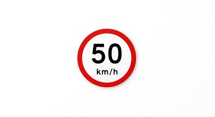 Regulatory road sign with a prominent 50 km/h indication, designed to enforce vehicle speed restrictions and promote safety across various transportation routes