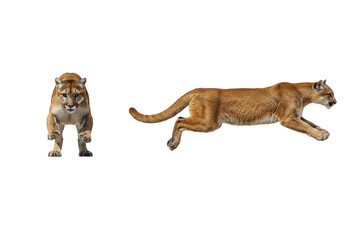 Pumas in Dynamic Motion Isolated on Transparent Background