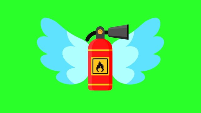 Fire Extinguisher with Wings Symbolizing Fast Response and Protection