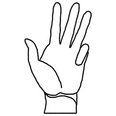 Obraz premium Minimalist Line Art Drawing of Hand Making the Number Four or Vulcan Salute Gesture