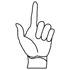 Minimalist Line Art Drawing of Hand Pointing Up with a Single Index Finger