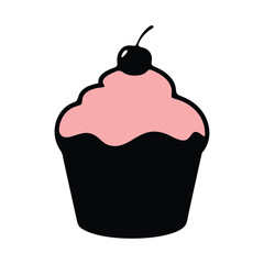 vector chocolate cupcake with cherry
