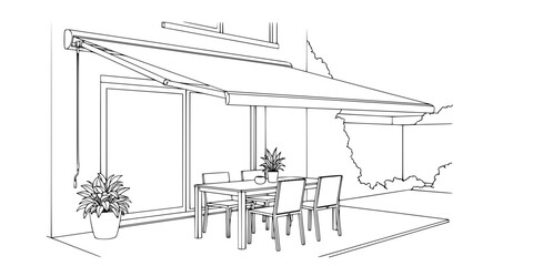 Obraz premium Patio Retractable Awning Simple Line Art Vector