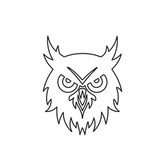 A large black outline owl head symbol on the center. Illustration on transparent background