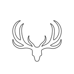 A large black outline deer horns symbol on the center. Illustration on transparent background