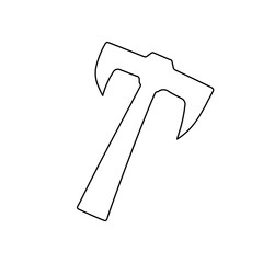 A large black outline axe symbol on the center. Illustration on transparent background