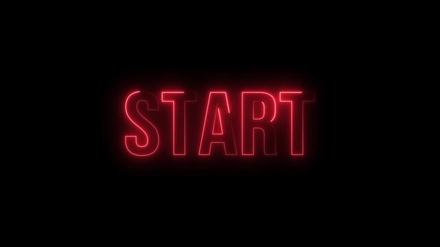 Game start begining loop, design template, night neon signboard on black background
