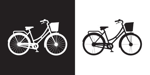 Obraz premium bicycle silhouette stepthrough with front basket and rear rack vector