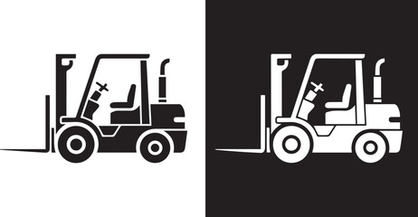 forklift silhouette mirrored icon for warehouse logistics vector design