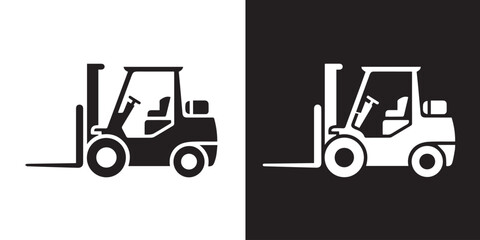 forklift black white mirrored graphic for warehouse and logistics