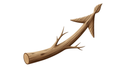 Sagittarius zodiac sign made from a wooden branch isolated on transparent background