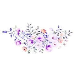 Fototapeta premium Watercolor frames,flowers and arrangements.
