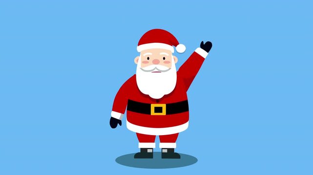 Cute Animated Santa Claus Waving Hello for Christmas.