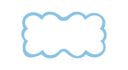 Groovy rectangle outline scallop frame with retro border and bubble line in y2k style. Blue shape for background accent creates a playful retro mood. Ideal as a cool frame or creative border.