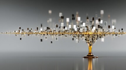 Abstract digital art of data visualization and technology.