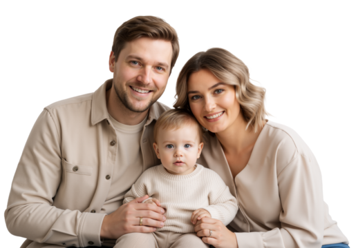 Family of Three with Toddler – Tender, Warm Moment of Love and Togetherness

