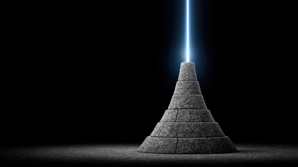 Ancient Beacon - A Stone Structure Emitting a Beam of Light.