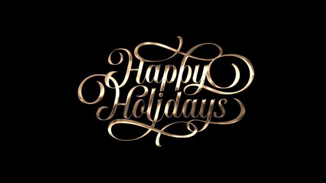 happy holidays text animation with smooth movement in gold colors. It's great for greeting, promotion, event, etc