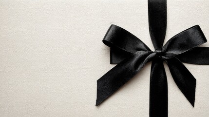 Elegant black bow on textured white background for luxury celebrations and gift designs