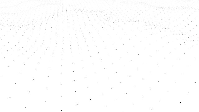 Digital wave animation with moving dots on a clean white background. Futuristic data visualization for technology concept.