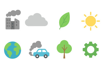 Environmental, nature flat icon set. Eco friendly, green energy icons collection