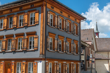 Buildings in the historic part of the town of Appenzell, Switzerland