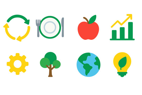 Eco-friendly, sustainability flat icon set. Environment, conservation, green living icons - Powered by Adobe