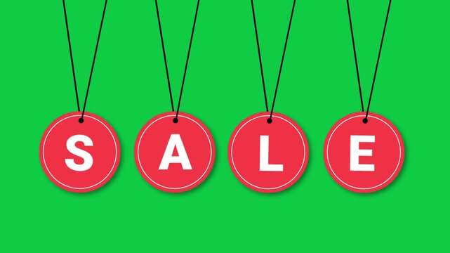 Animation of sale tag with green screen background for promotion videos and marketing campaigns.