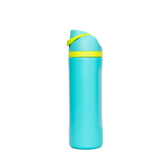 Blue and Yellow 500ml Reusable Drink Bottle with Flip Lid Isolated on White Background